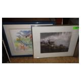 2 FRAMED WATERCOLORS 20 1/2 x 16 1/2 & 21 x 18