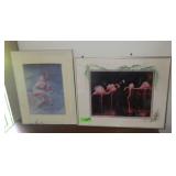 FLAMINGO PHOTO? W/ PAINTED MATTING, FLAMINGO >>>>>