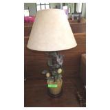 VINTAGE METAL LAMP W/ BIRD ON LEMON TREE