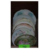 VINTAGE HAND PAINTED PLATES, SAUCERS & BOWLS