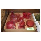 ASST CRANBERRY GLASS PITCHERS & CORDIALS