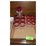 VTG KINGS CROWN RUBY CRANBERRY THUMBPRINT GOBLETS>