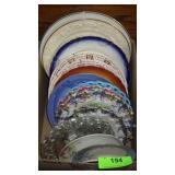 VTG PLATES- HAND PAINTED, BLUE MILK GLASS / SLAG>>