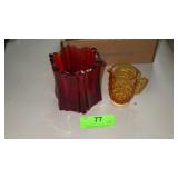 VTG HOBNAIL PITCHER & VTG FENTON AMBERINA>>>