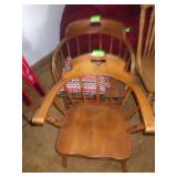 2 VINTAGE BARREL BACK CHAIRS (1 NEEDS REPAIR)