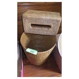 WOVEN WASTEBASKET & TISSUE BOX