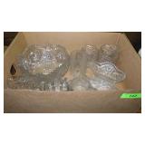 ASST VTG GLASSWARE, CRYSTAL BOWL, CREAM & SUGAR>>>