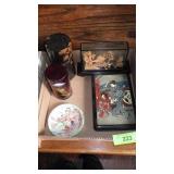 VINTAGE ASIAN CARVED CORK DIORAMA, BLACK LACQUER>>
