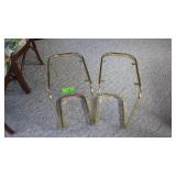 2 BRASS-PLATED & GLASS SIDE TABLES (1 W/O GLASS)
