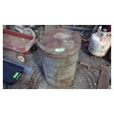 VINTAGE GALVANIZED BUCKET / TRASH CAN W/ LID 23" H