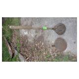 VINTAGE WASHER PLUNGER, METAL FUNNEL