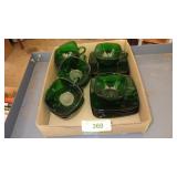 VTG ANCHOR HOCKING FOREST GREEN CHARM CUPS &>>>