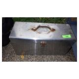 VINTAGE METAL TOOL BOX W/ ASST. TOOLS