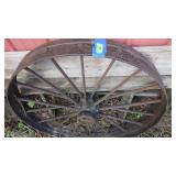 VINTAGE CAST IRON WAGON WHEEL 36"