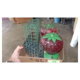 2 STRAWBERRY SHAPED BIRD FEEDERS, 2 SUET BASKETS