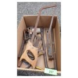 SAW, HAMMERS, PRY BARS, COMBINATION SQUARE, ETC