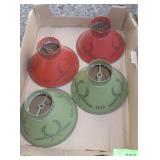 4 PAINTED METAL LAMP SHADES