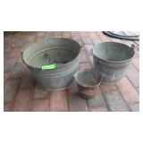 2 VINTAGE GALVANIZED BUCKETS, GALVANIZED PAIL