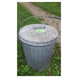 VINTAGE GALVANIZED TRASH CAN PAIL