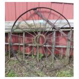 VINTAGE CAST IRON WAGON WHEEL 47"
