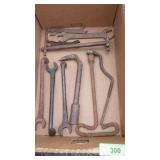 3 VINTAGE FORD WRENCHES & ASST. VINTAGE TOOLS