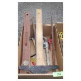 T-SQUARE, LEVEL, OLYMPIA HAMMER, PIPE WRENCH, ETC