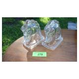 VINTAGE GLASS HORSE HEAD BOOKENDS