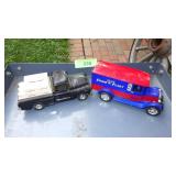 2 VINTAGE ERTL FARM & FLEET DIE CAST TRUCK BANKS
