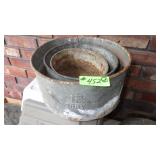 3 VINTAGE GALVANIZED DRY MEASURE TINS