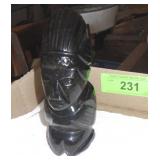 BLACK OBSIDIAN ? CARVED MAYAN AZTEC FIGURE 5 1/4"