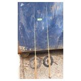 2 WOODEN HANDLE ICE FISHING RODS