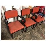LOT OF 3 METAL ORANGE CHAIRS