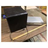 PADDED STOOL AND DVD PLAYER