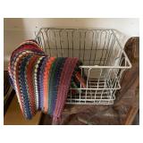 IRON BASKET AND BRAIDED RUG