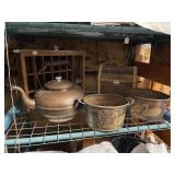 COPPER AND WOODEN SHELF LOT