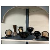ORIENTAL ART AND BLACK GLASSWARE