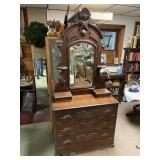 ANTIQUE 3 DRAWER DRESSER WITH MIRROR