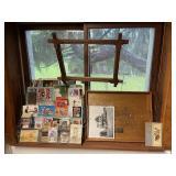 DISPLAY WITH CONTENTS, FRAME AND TRAY