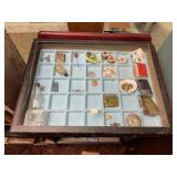 CASE WITH BOTTLES, LIGHTERS AND MISC