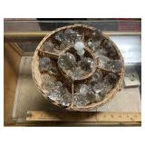 GLASS DECANTER TOPS IN BASKET