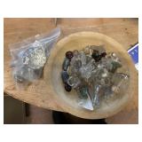 WOODEN BOWL WITH GLASS TOPPERS