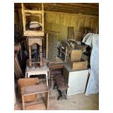 TABLES, STOOL AND ASSORTED FURNITURE