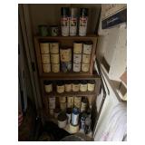 LOT OF PAINTS IN BATHROOM