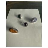 Size 6 German silver rings with stones