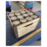 Milk bottles with crate