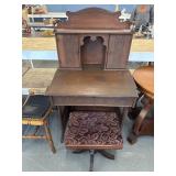 Antique desk with stool