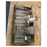 Mason jars and milk bottles