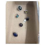 German silver size 9 rings with stones