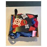 Red and blue nerf vests