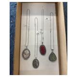 4 German silver necklaces
